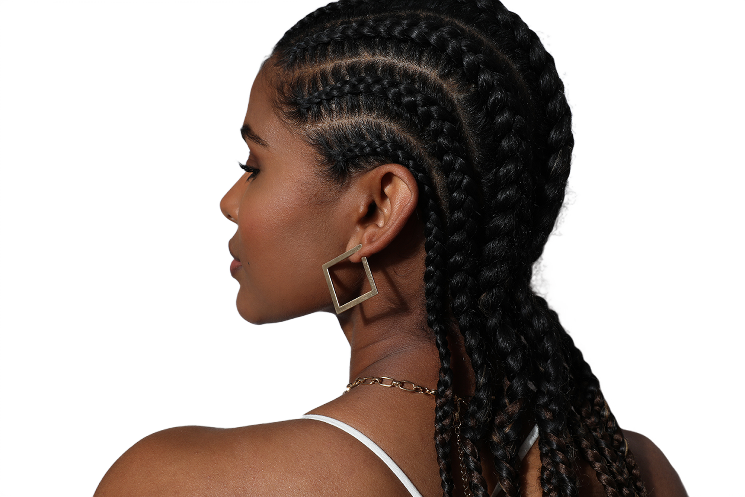 Woman with cornrow braids